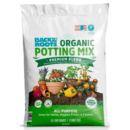 Back to the Roots Organic Potting Mix All-Purpose Premium Blend Soil, 1 Cu Ft