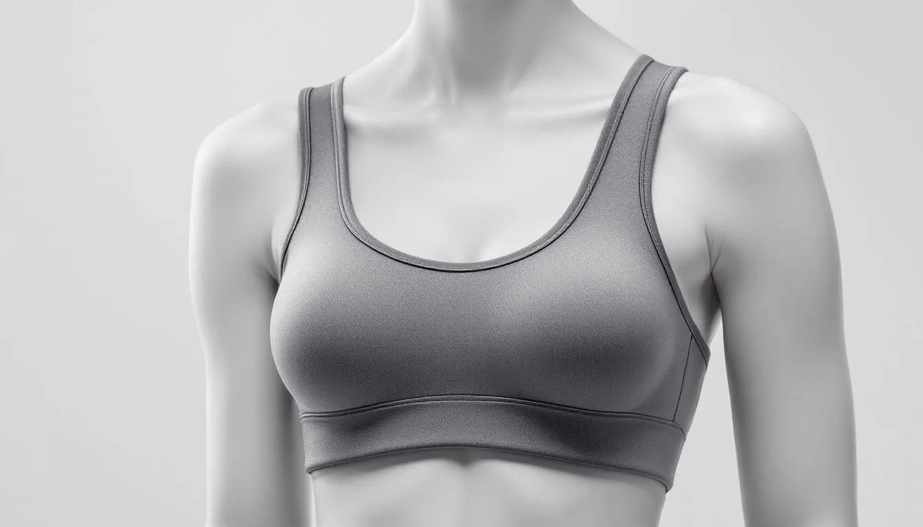 A sports t shirt bra ideal for active wear.