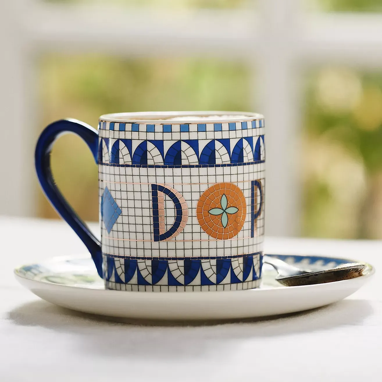The Bistro Tile Stoneware Espresso &amp; Saucer: Italia Edition