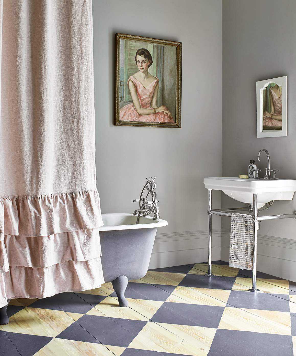 shower room with Colored bathroom trend, colored bath and vibrant tiles in a bathroom