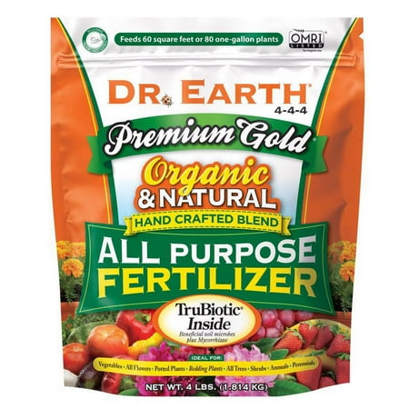 Dr. Earth Premium Gold All Purpose Plant Food, 4-4-4 Fertilizer, 4 Lb.