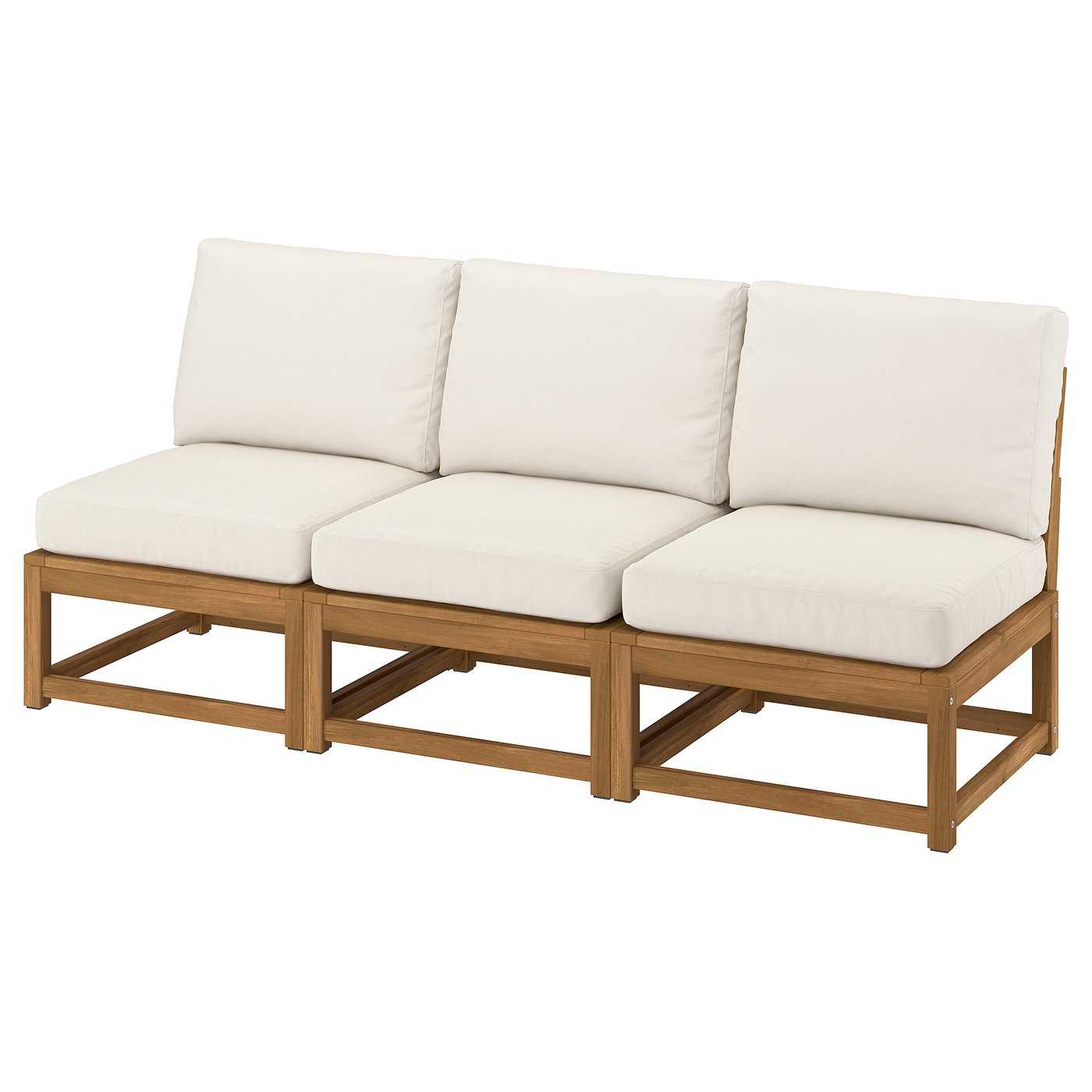 N&Auml;mmar&Ouml; Sectional, 3-Seat - Outdoor Light Brown Stained/fr&ouml;s&ouml;n/duvholmen Beige 74 3/8 "