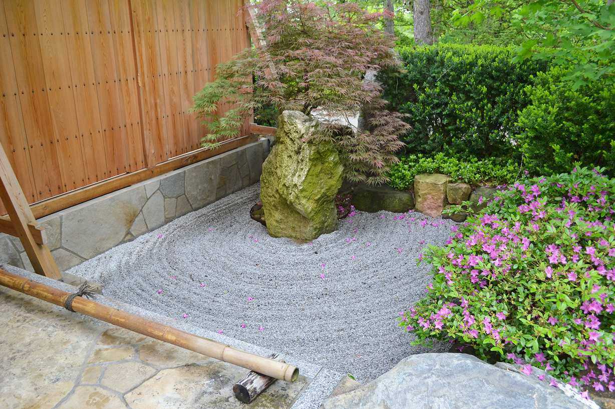 Zen garden with gravel and rocks