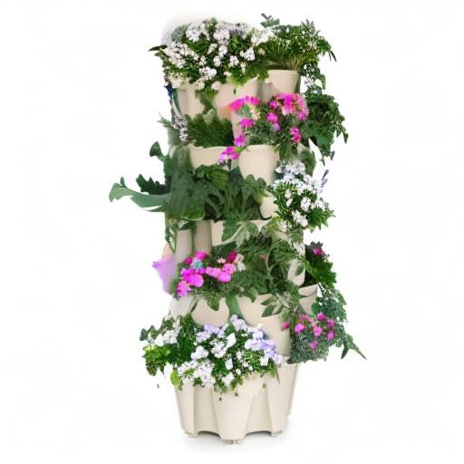 Greenstalk Patented Large 5 Tier Vertical Garden Planter With Patented Internal Watering System Great for Growing a Variety of Strawberries, Vegetables, Herbs, &amp; Flowers (stunning Stone)