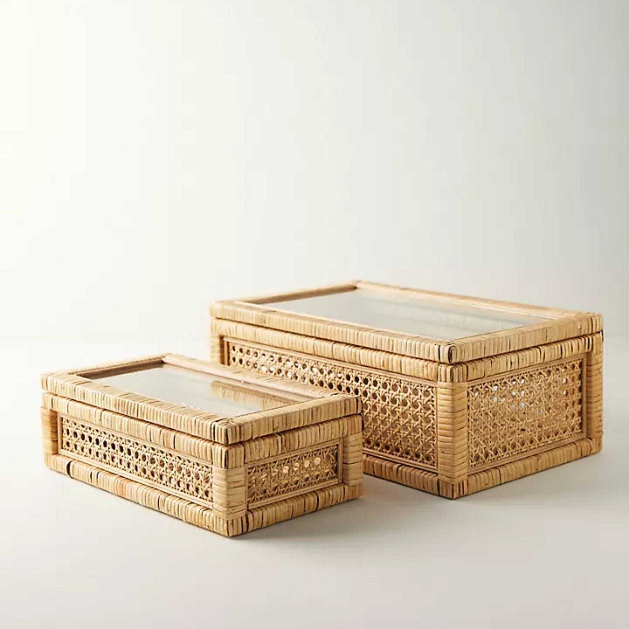 Rattan Box with Glass Lid
