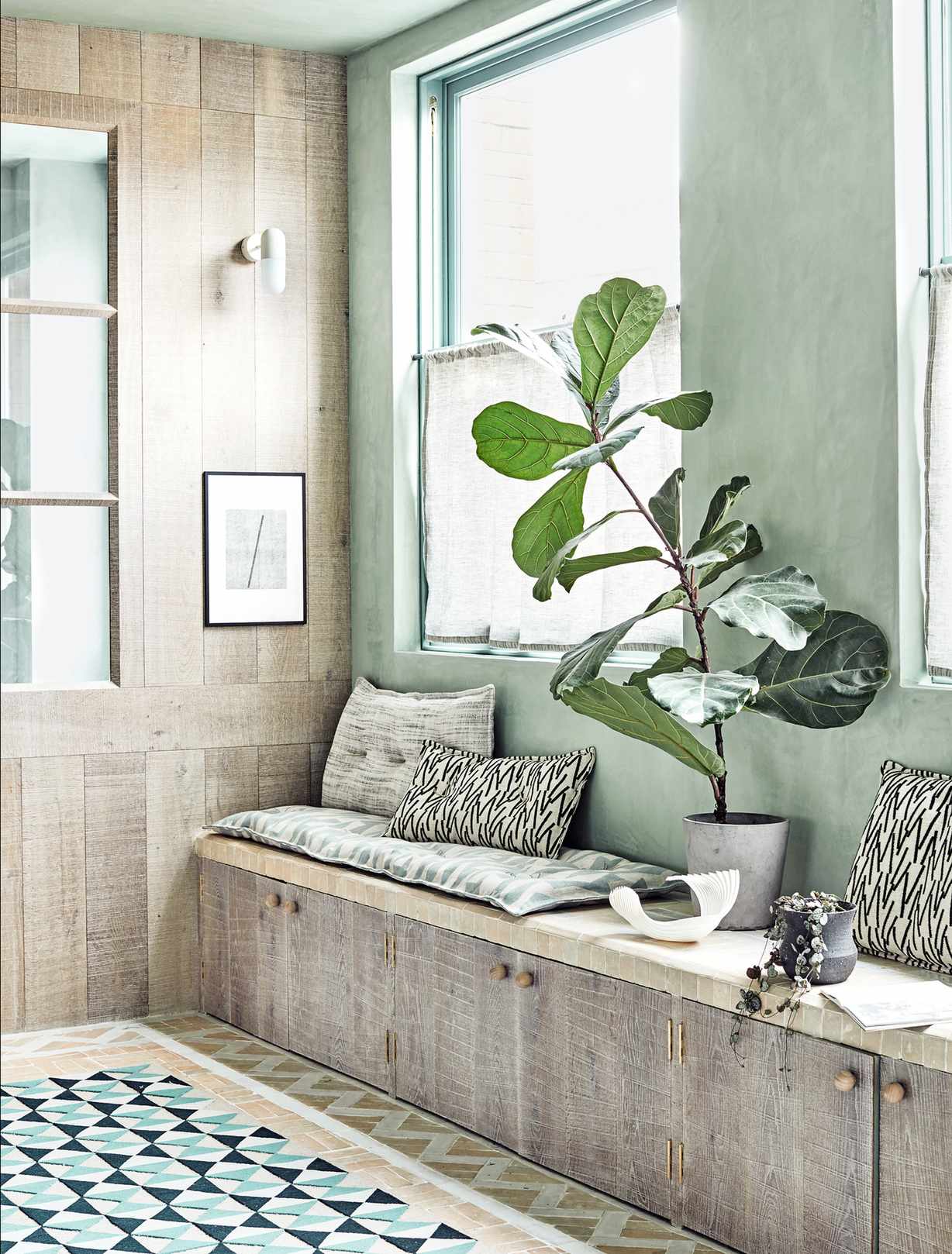 Hallway with storage and texture