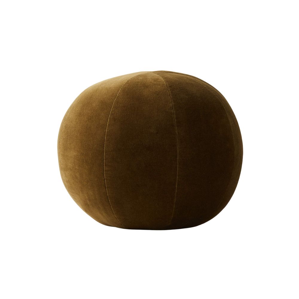 Terre Olive Green Velvet Sphere Throw Pillow