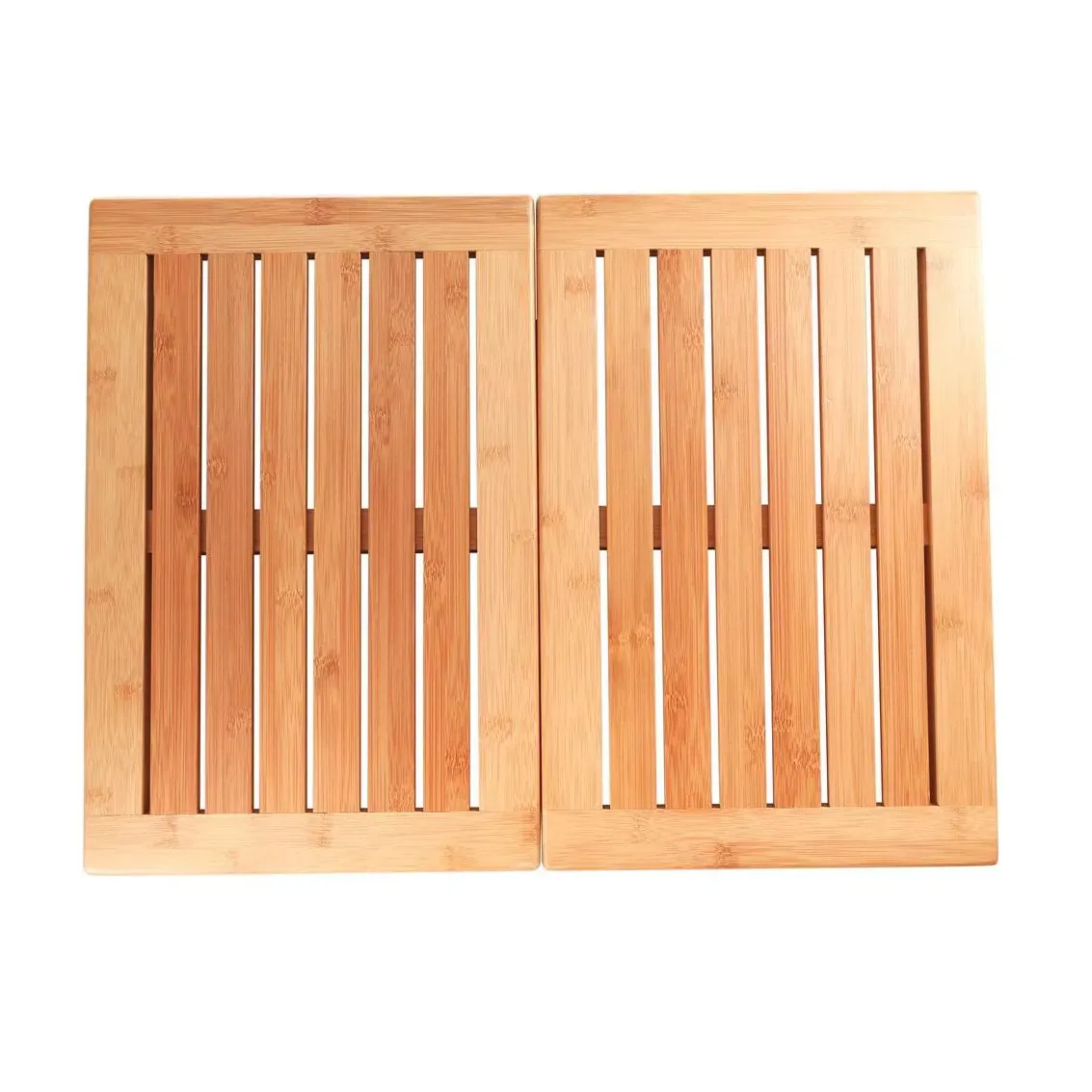 Bamboo Bath Mat - Foldable Wood Shower Mat, Non-Slip Bathroom Mat, Versatile for Indoor U0026 Outdoor Use, Ideal Floor Mat for Spa, Sauna, Pool, 24" X 18"