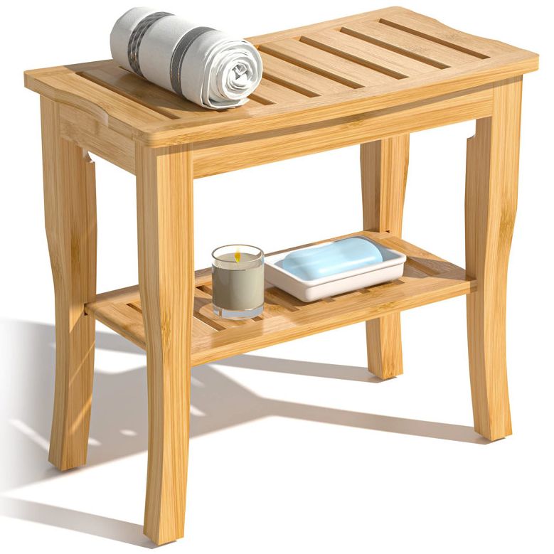 Winston Porter Bamboo Shower Bench &amp; Stool Waterproof - Wood Shower Bench With Storage Shelf for Inside Shower(classic Natural) &amp; Reviews | Wayfair