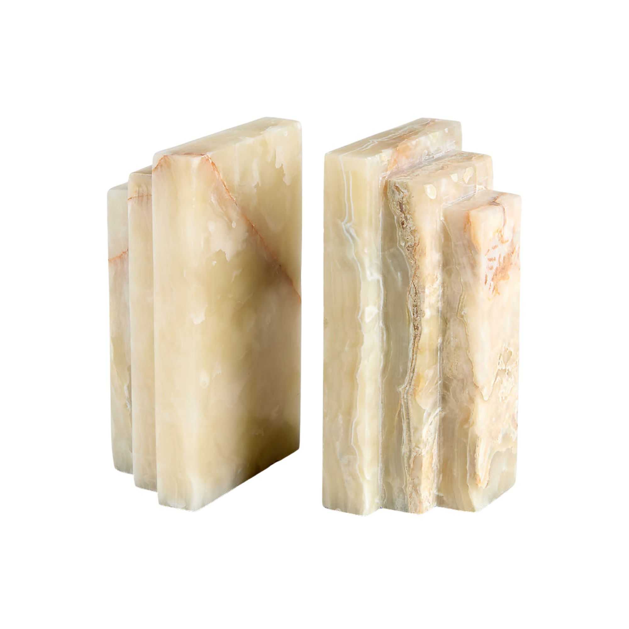 Crate &amp; Barrel, Oia Green Onyx Bookends, Set of 2
