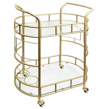 Better Homes &amp; Gardens Fitzgerald Bar Cart With Matte Gold Metal Finish, 2-Tiers
