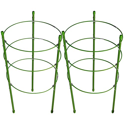 Leobro Tomato Cage, 2pcs Tomato Cages for Garden, Plant Trellis for Tomato Cucumber, Peony Cages and Support, Plant Stakes for Tomato, Pepper, Climbing Plants, Flower, 17.7" High, 8.66" Inner Diameter