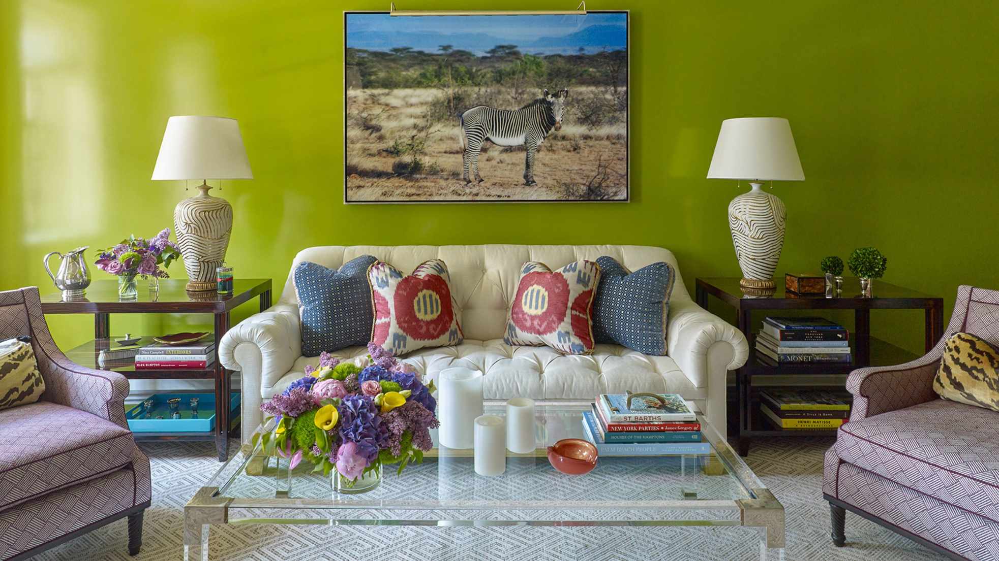 Vibrant green living room