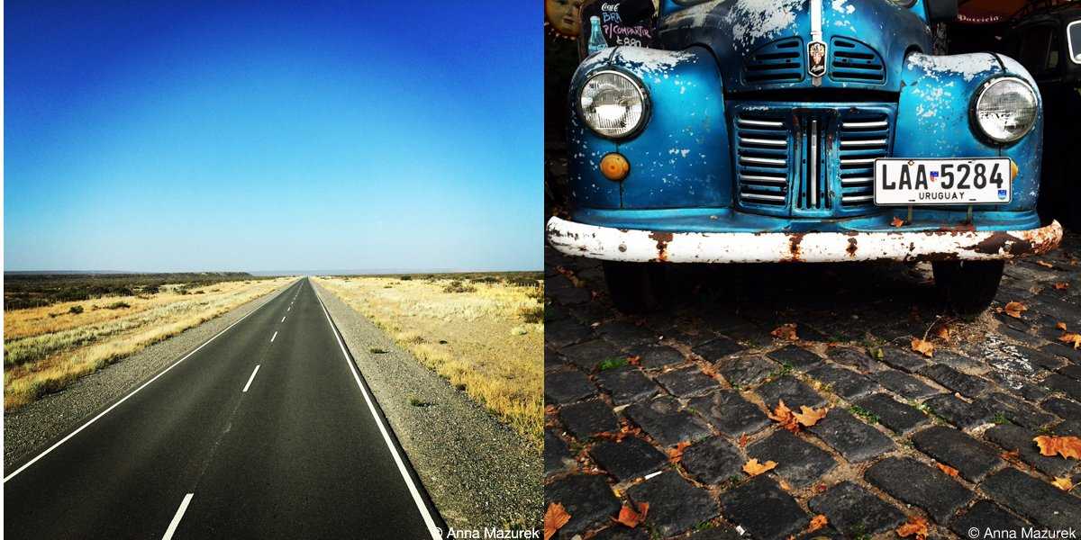 Left: Patagonia, Argentina. Right: Colonia del Sacramento, Uruguay