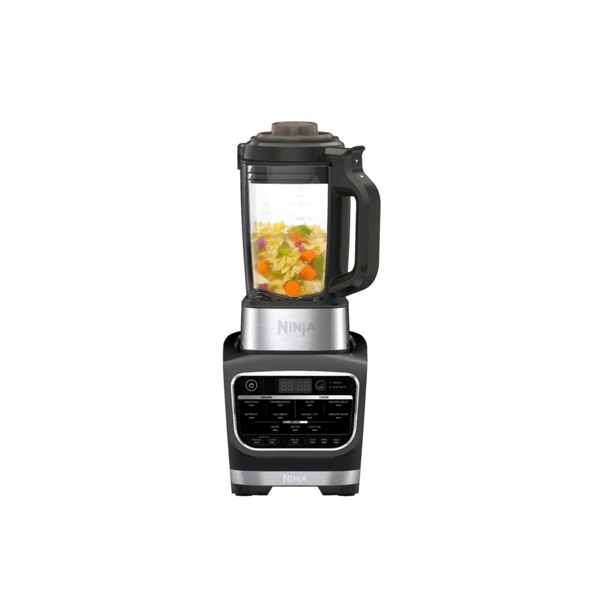 A Ninja Foodi Cold &amp; Hot Blender filled with soup