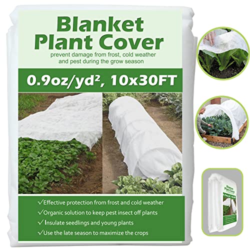 Valibe Plant Covers Freeze Protection 10 Ft X 30 Ft Floating Row Cover 0.9oz/yd&sup2; Garden Fabric Plant Cover for Winter Frost/sun Pest Protection (10ft X 30ft)