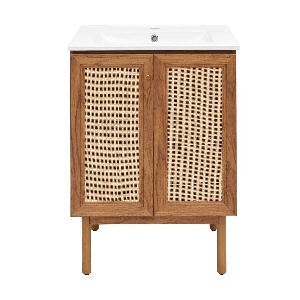 Wayfair, Classe 24" Freestanding Bathroom Vanity in Golden Oak with Sink Top