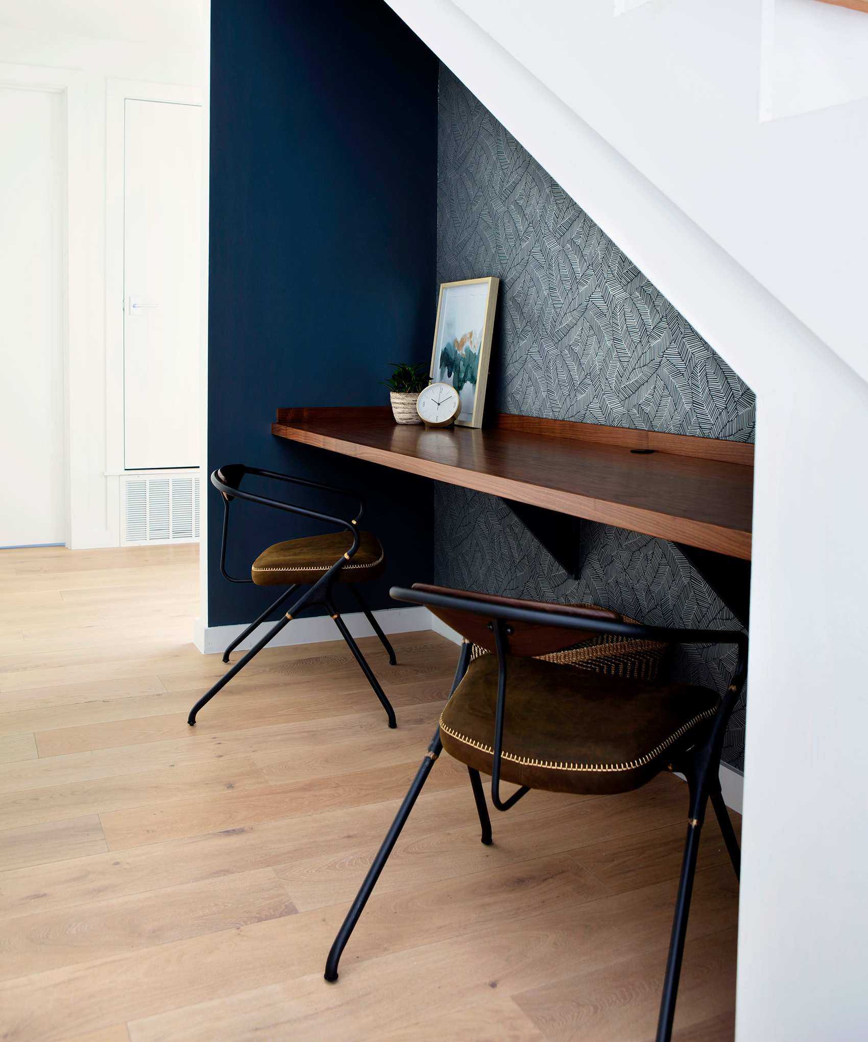 Texas home with desk hidden under stairs