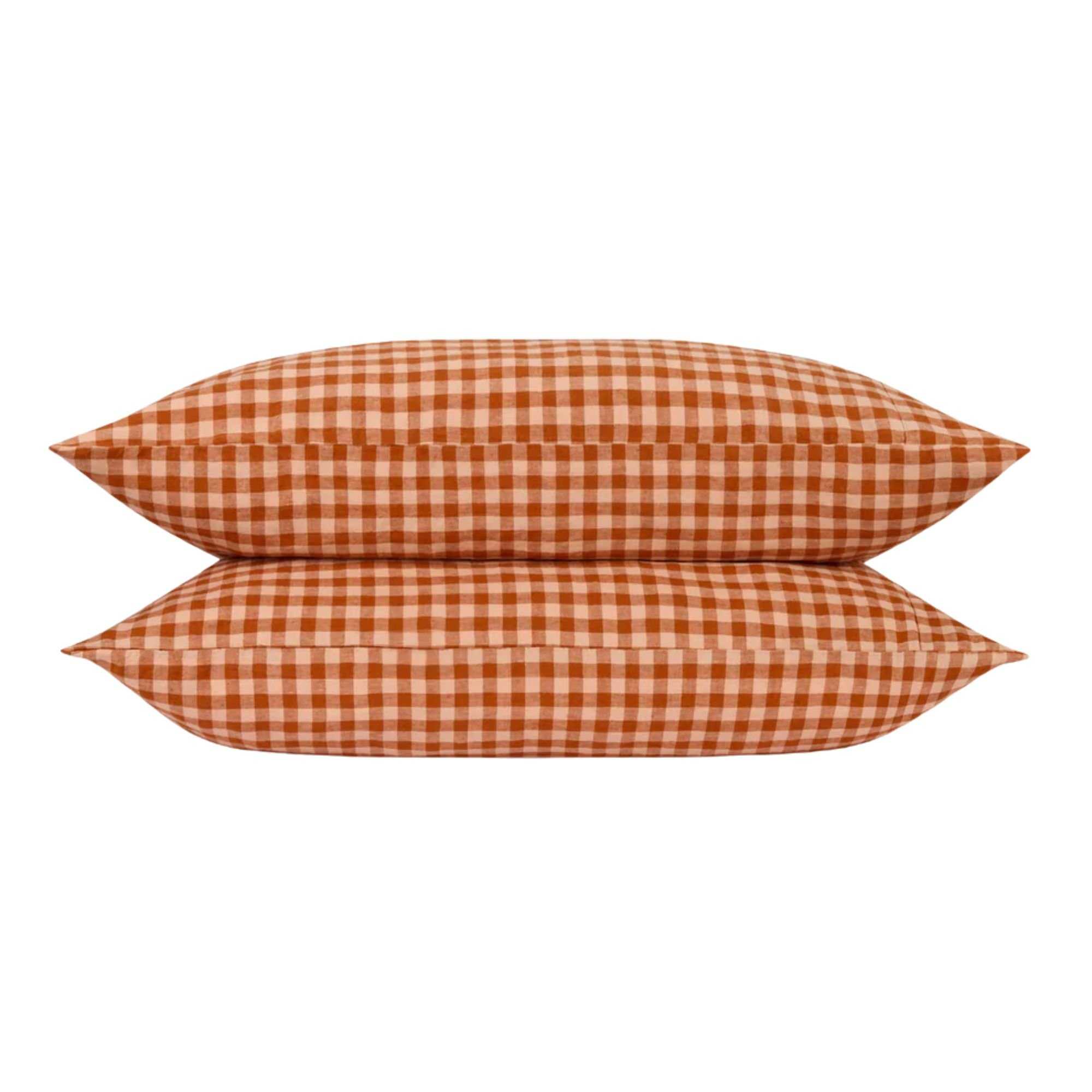 Cinnamon &amp; Peach Drenched Gingham pillowcases