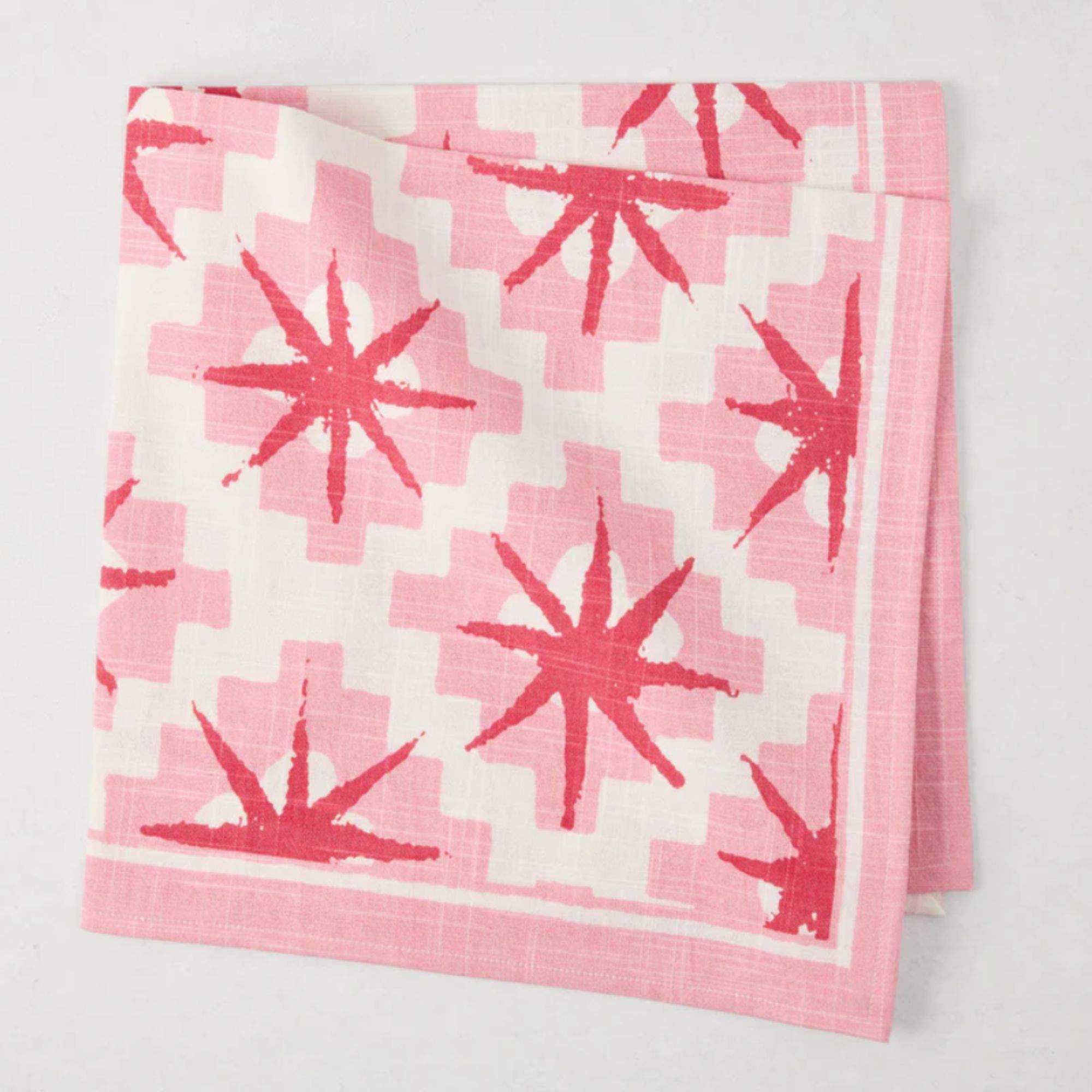 Pink and white star napkin