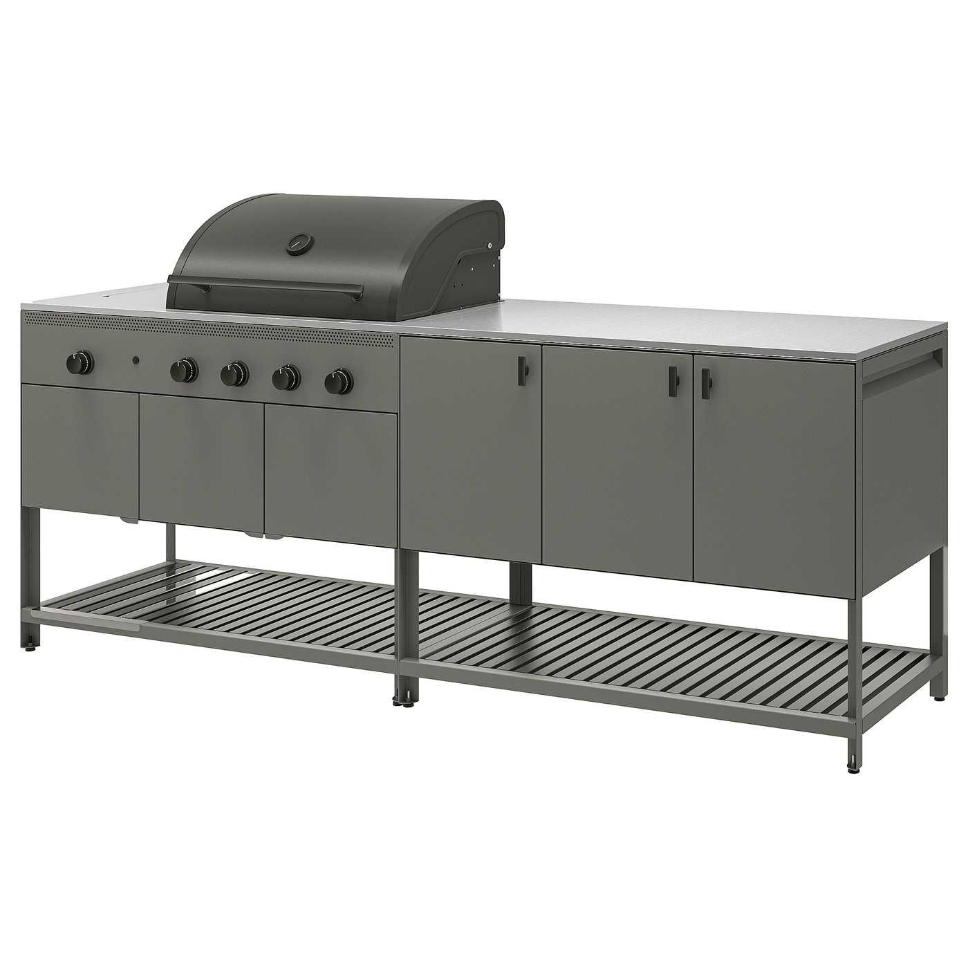 B&Aring;tsk&Auml;r Outdoor Kitchen W Gas Grill - Dark Gray 94 1/2x23 5/8 "