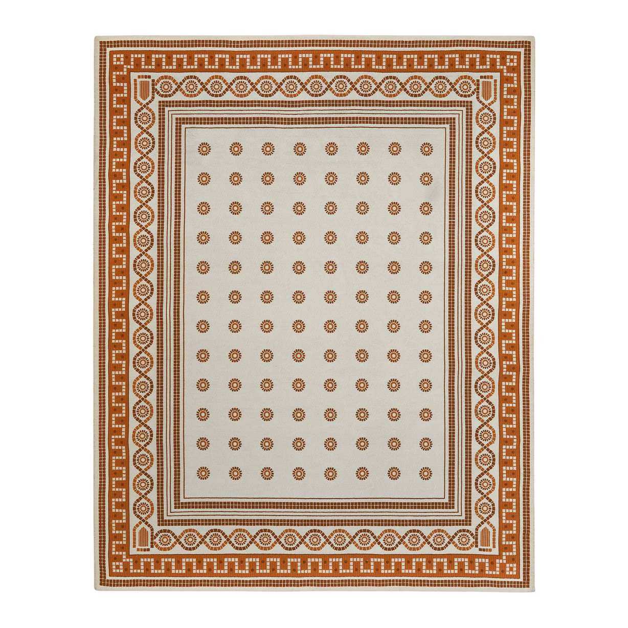 an outdoor rug with a tile-like design
