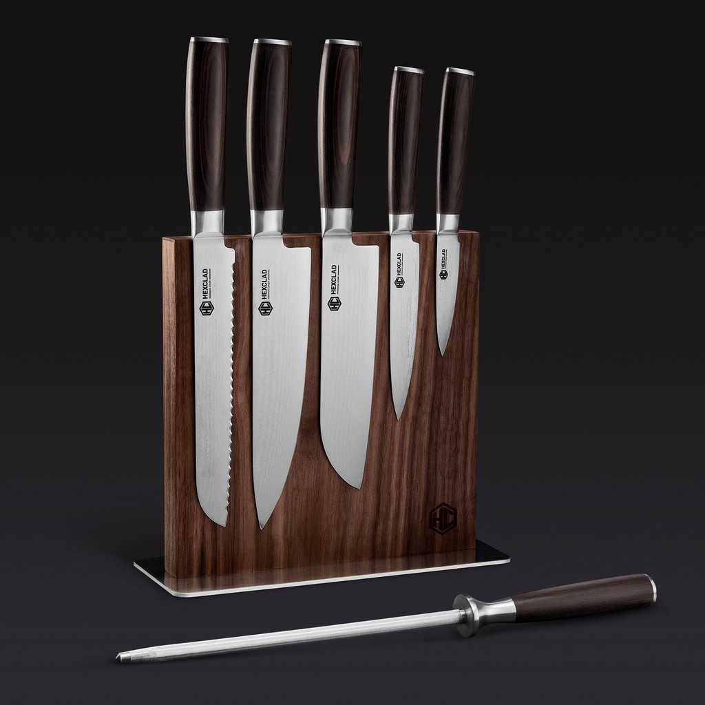 Damascus Steel Knife Set, 7-Pc (espresso) &mdash; Default Title