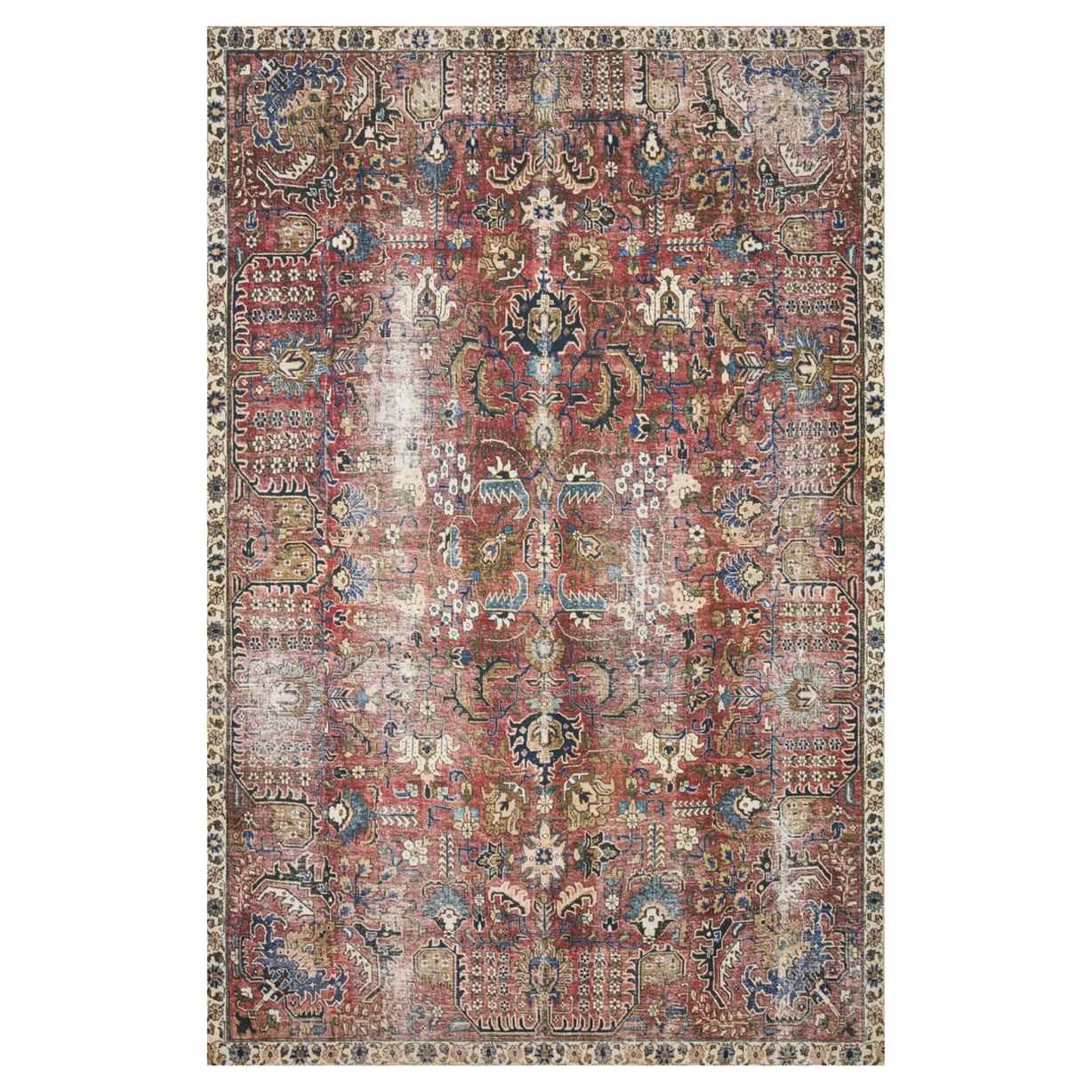 a vintage-inspired red rug