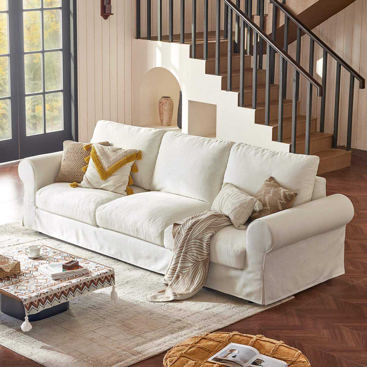 Latitude Run&reg; Oversized Cloud Sofa With Washable Slipcover, Farmhouse Style, Deep Seat | Wayfair