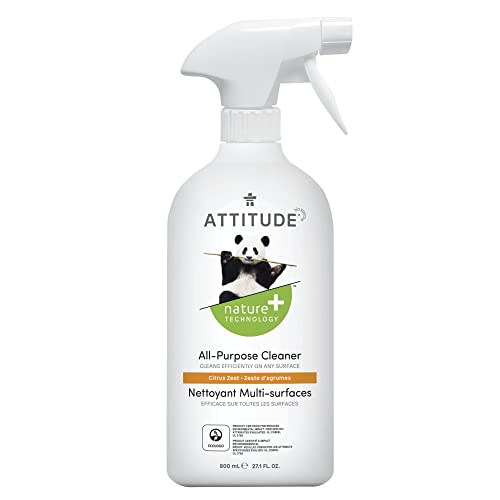 Attitude All Purpose Cleaner, Ewg Verified Multi-Surface Products, Vegan, Naturally Derived Multipurpose Cleaning Spray, Citrus Zest, 27.1 Fl Oz