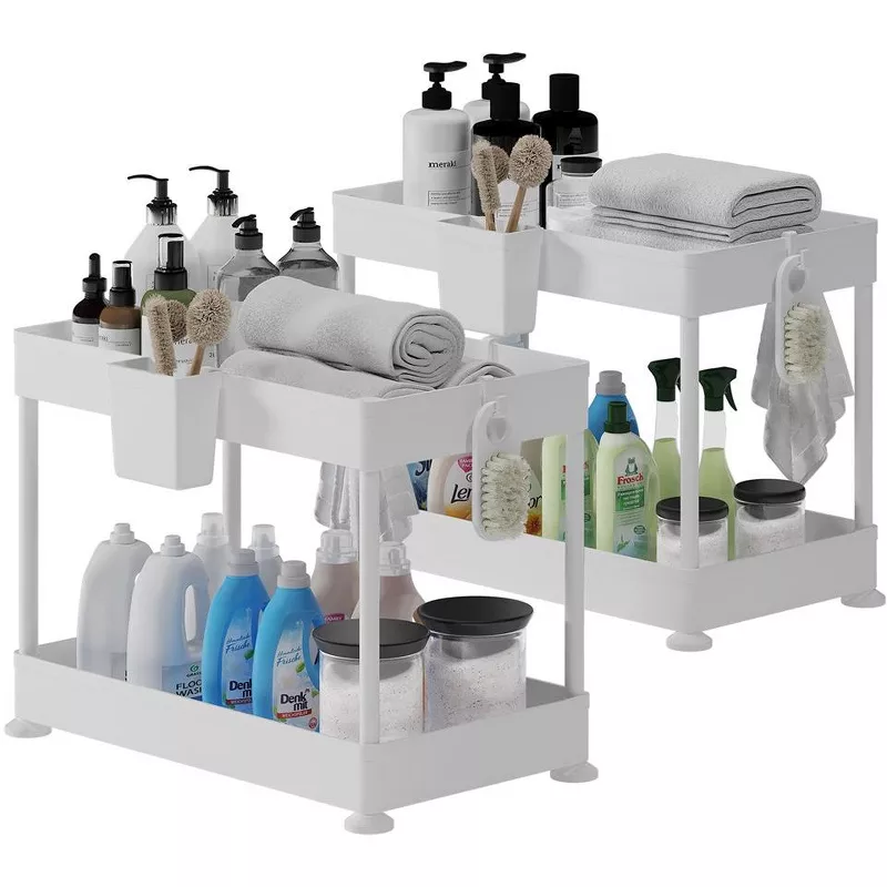 Storagebud 2-Tier Under Sink Organizer - White - 2 Pack