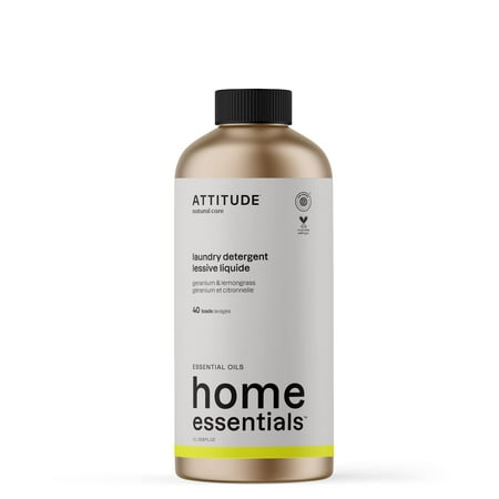 Refreshingly Clean: Attitude Laundry Detergent - Ewg Verified, Vegan &amp; Cruelty-Free, 40 Loads, Geranium &amp; Lemongrass, 33.8 Fl Oz