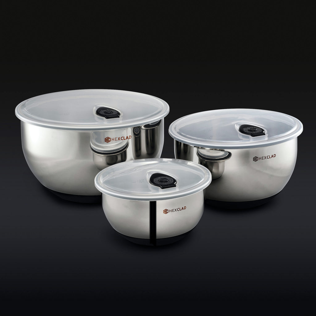 Stainless Mixing Bowl Set With Vacuum Seal Lids, 6-Pc &mdash; Default Title