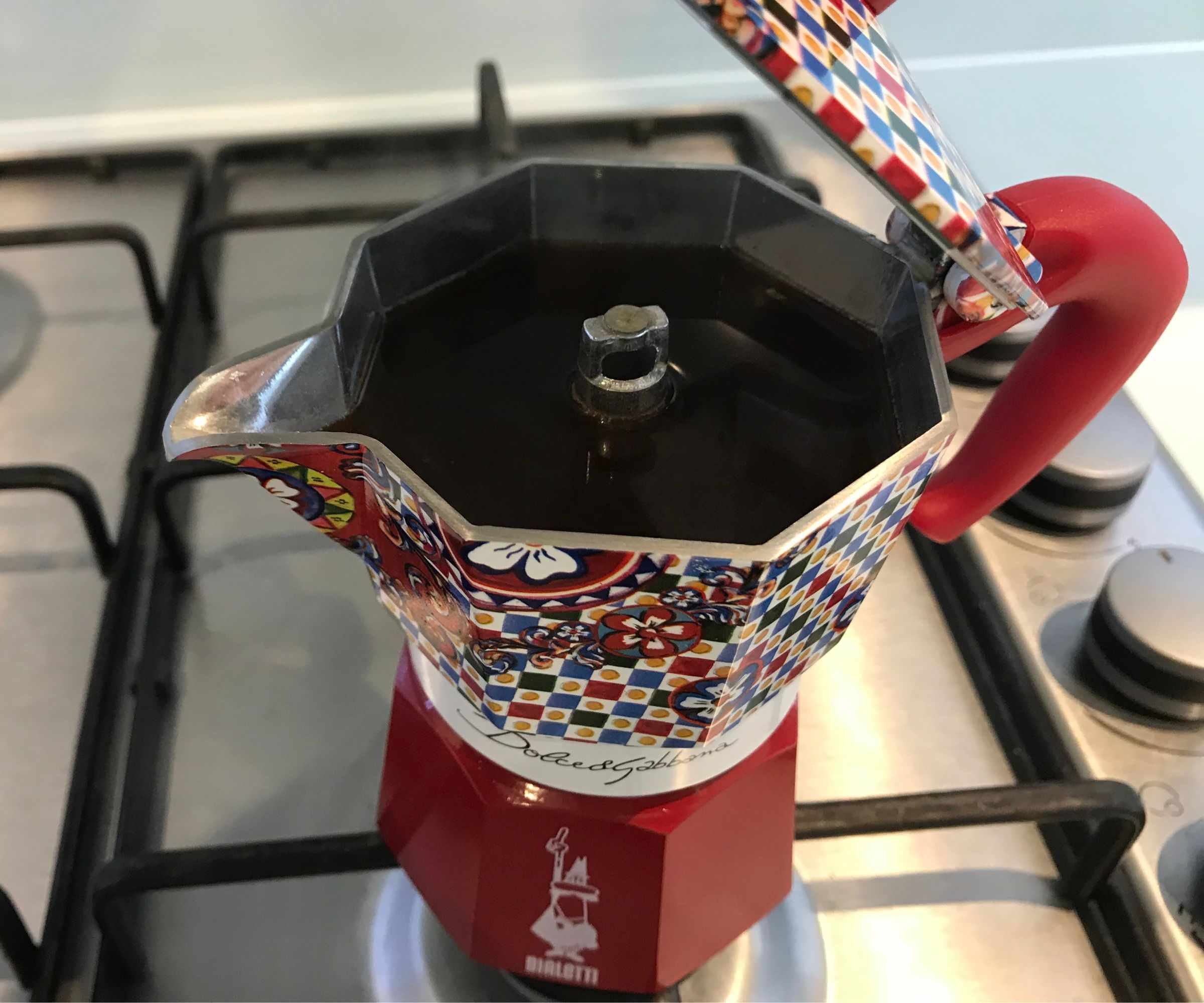 D&amp;G moka pot full of coffee