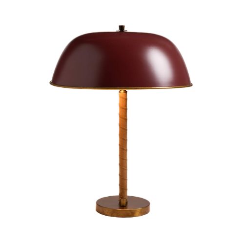Crate &amp; Barrel, Dalton Brown Suede and Metal Dome Table Lamp by Jake Arnold