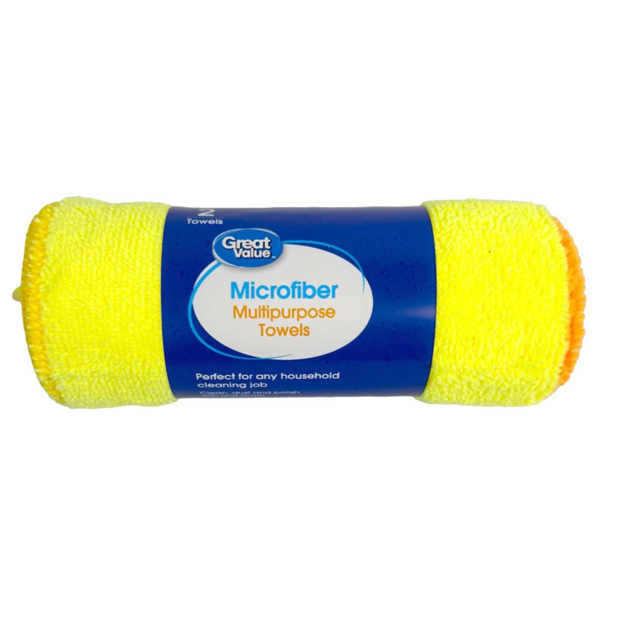 Great Value Multipurpose Microfiber Household Cleaning Cloth, Wipe, 2 Count, Multicolor