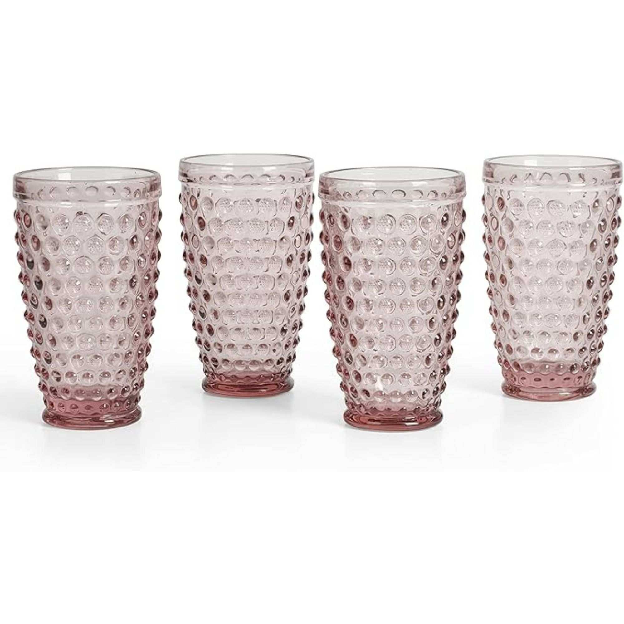 Martha Stewart Chauncey 4-Pack Hobnail Glass Tumblers, 14.3 oz