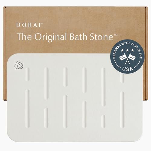 Dorai Home Bath Stone Mat 23.6"x15.4" &ndash; Luxury Diatomite Stone Mat, Quick-Dry, Non-Slip, Rain Sandstone