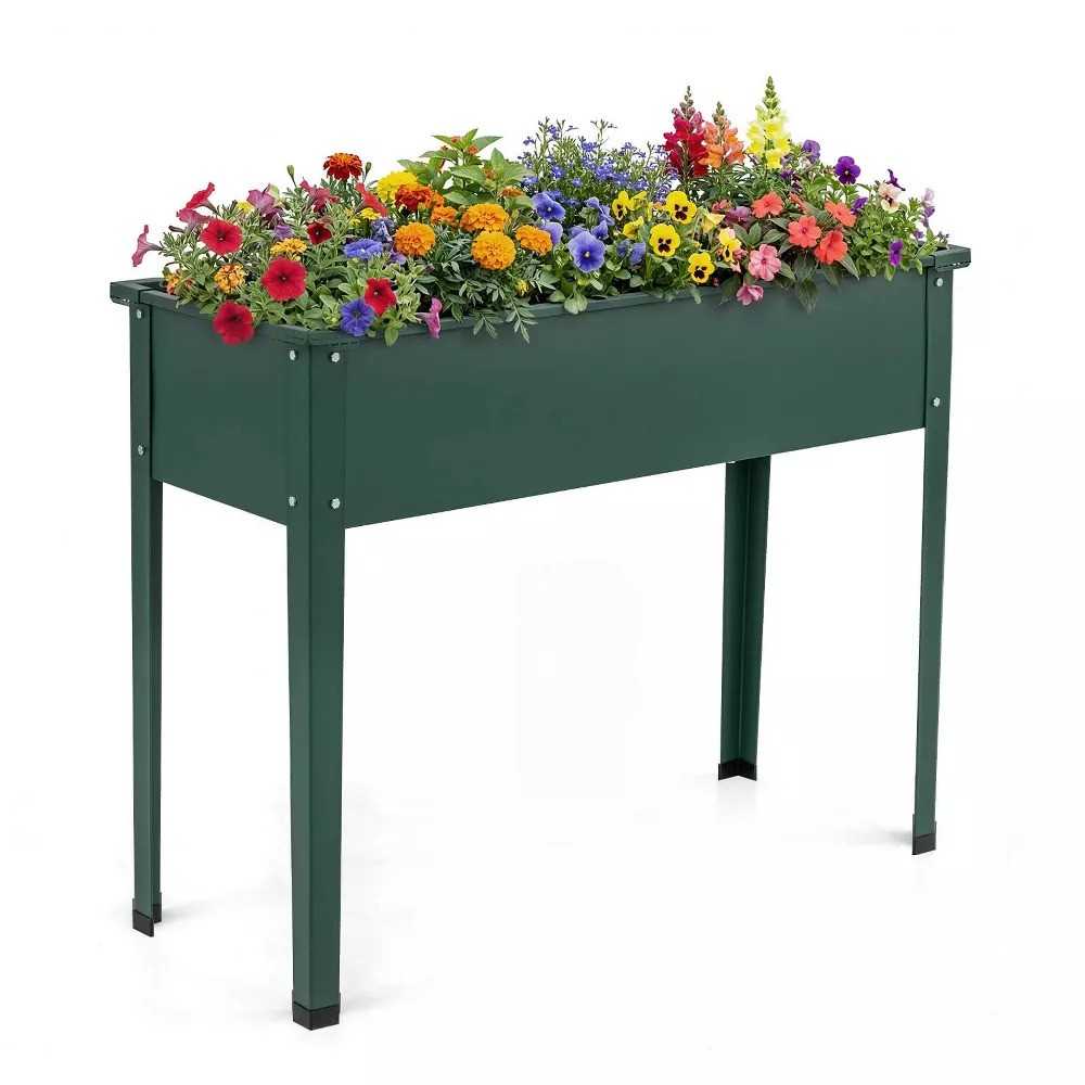 Target, Costway Raised Garden Bed With Legs Metal Elevated Planter Box Drainage Hole Backyard Green/black