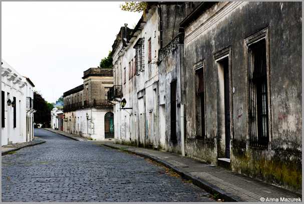 A cobblestone street in Colonia's Barrio Historico, Uruguay
