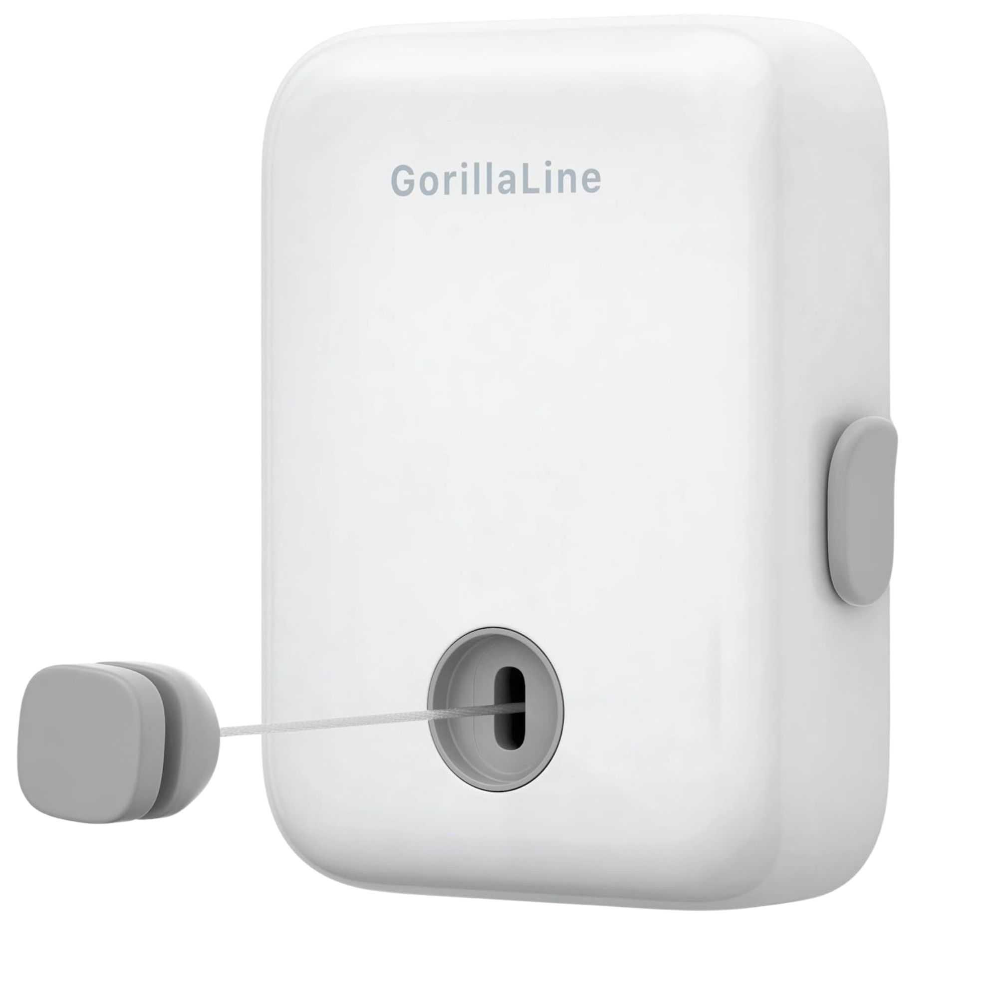 A white retractable clothesline