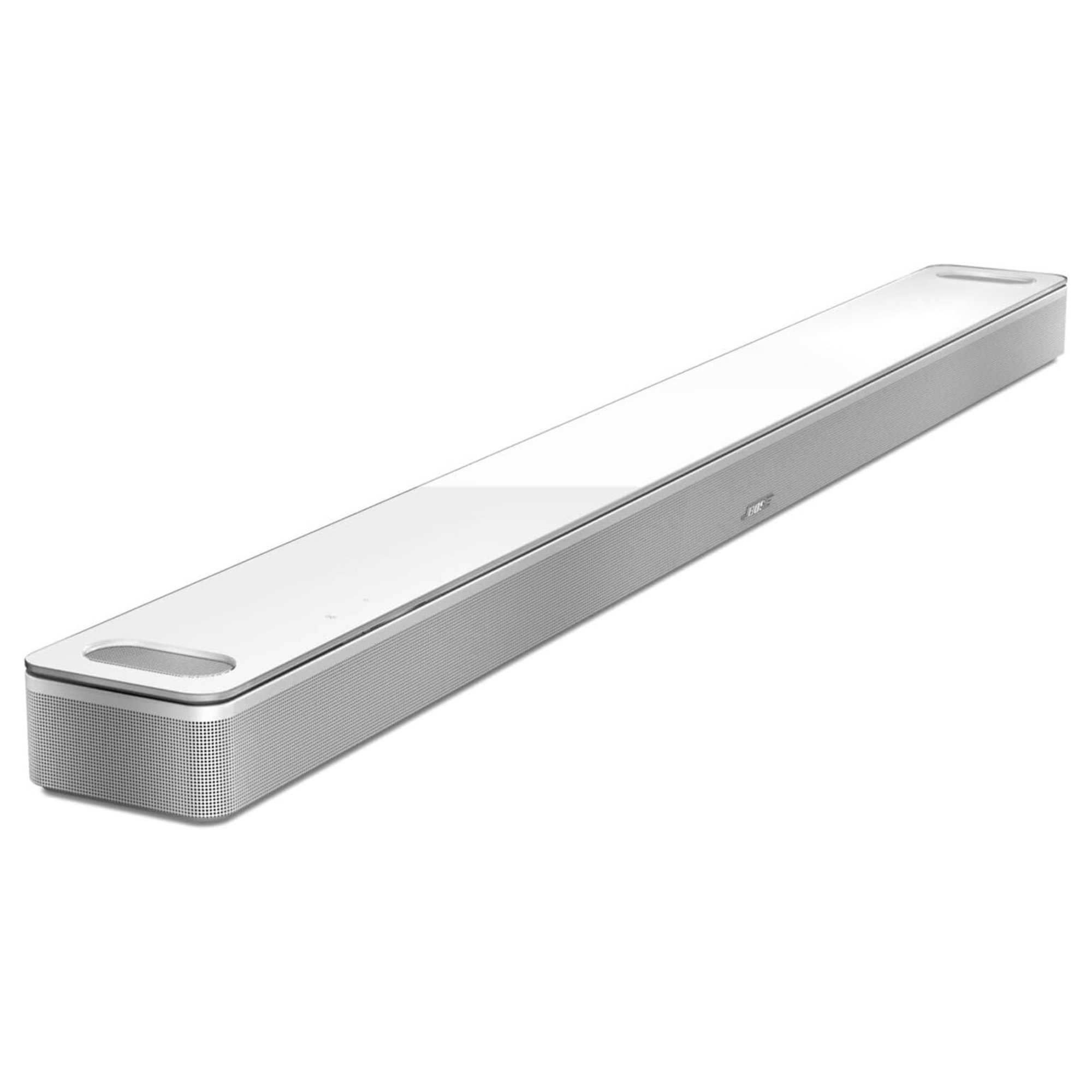 Bose Smart Ultra Soundbar in white against white background.