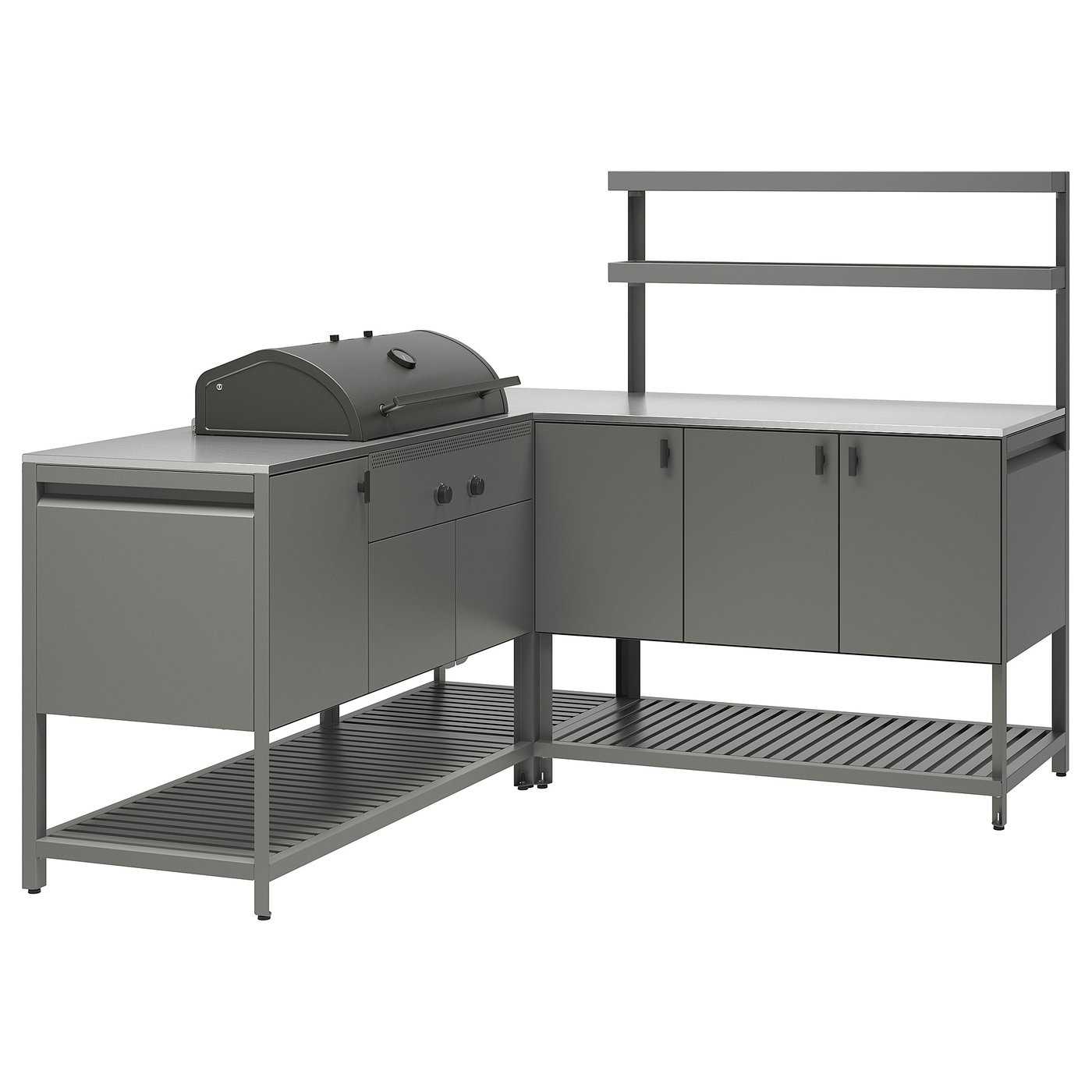 B&Aring;tsk&Auml;r Outdoor Kitchen W Charcoal Grill - Dark Gray 70 7/8x70 7/8x59 7/8 "