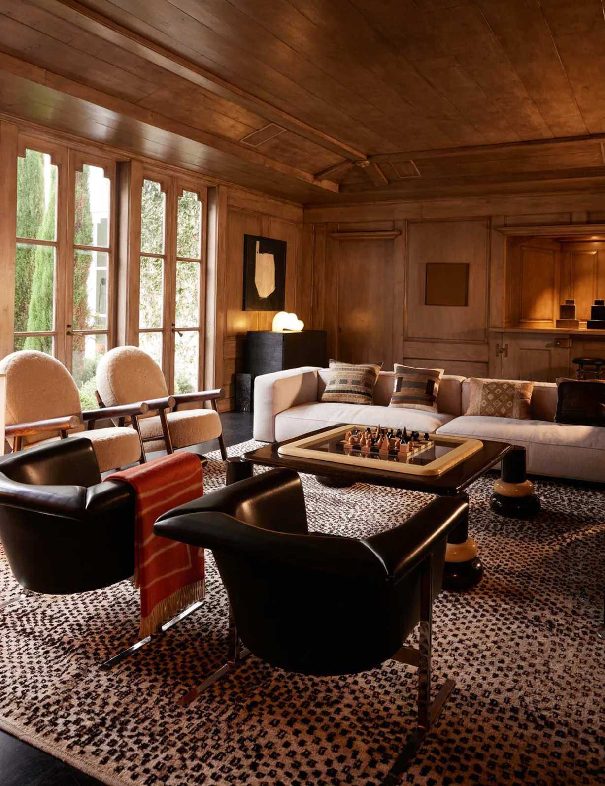 Winter living room styling by Kelly Wearstler