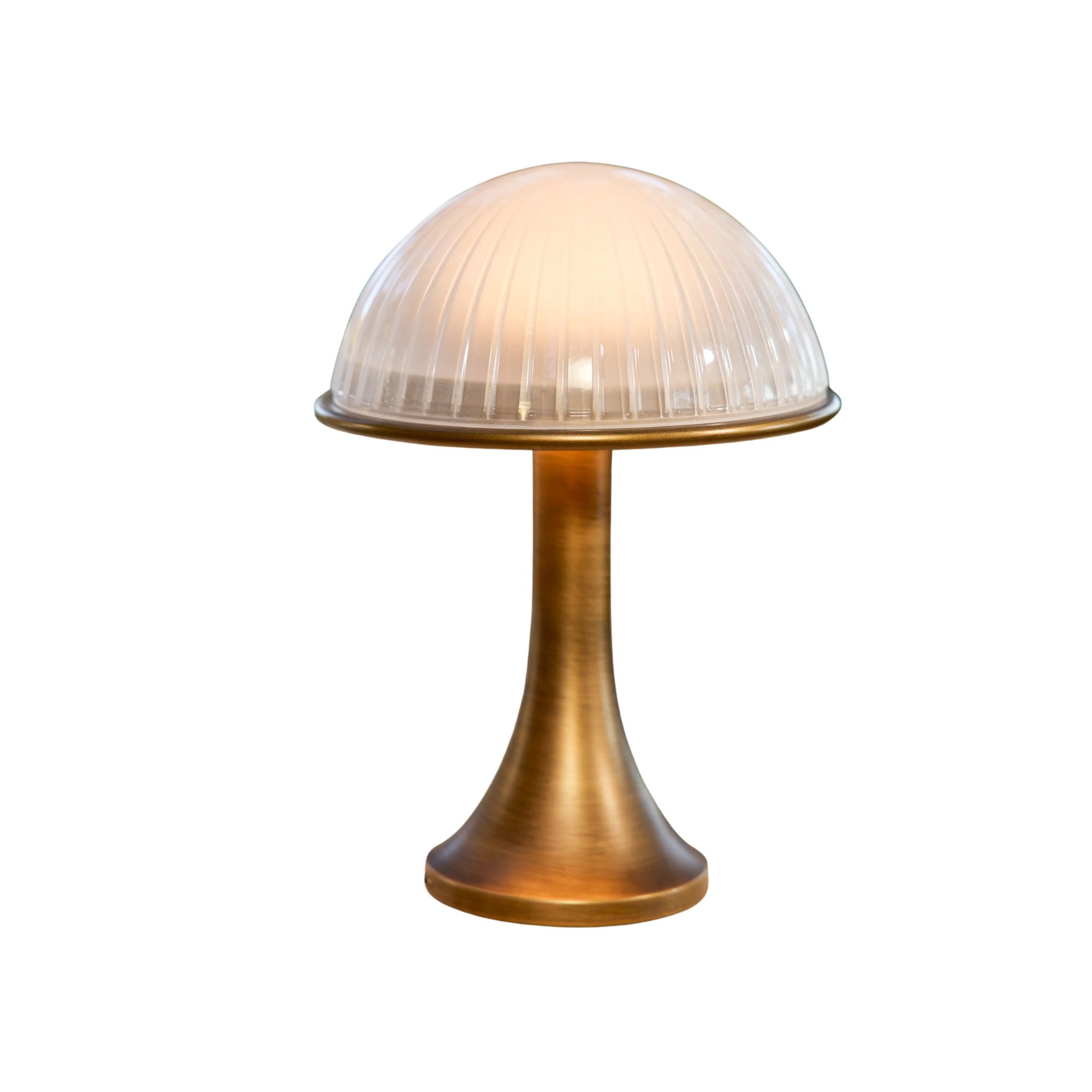 a small brass table lamp