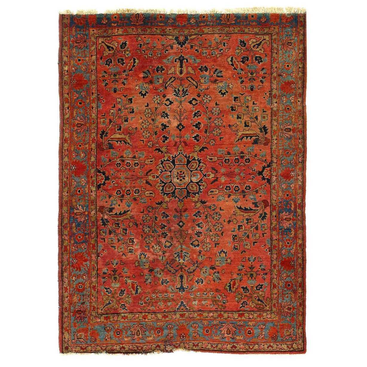 Fine Hand Knotted Antique Sarouk 3'6'' X 4'9''