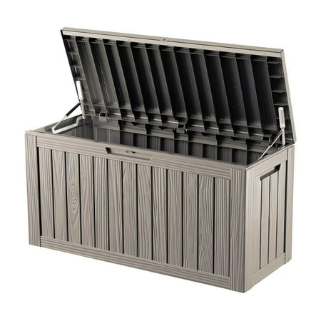Decksplore 80 Gallon Lockable Resin Deck Box, Waterproof &amp; Outdoor Storage Box for Outdoor Cushion Storage and Outdoor Delivery Storage Coffee
