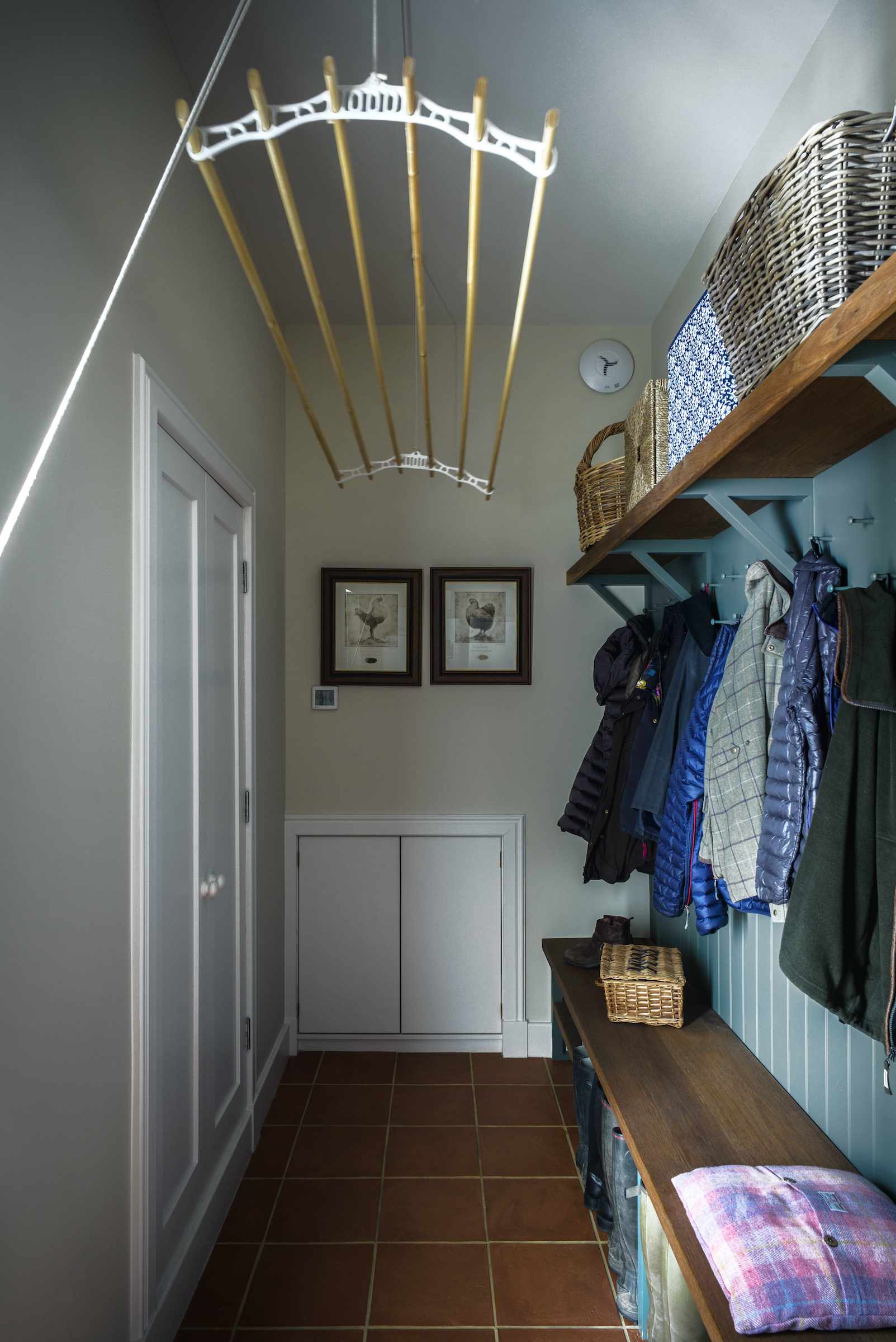 laundry rack and narrow boot room