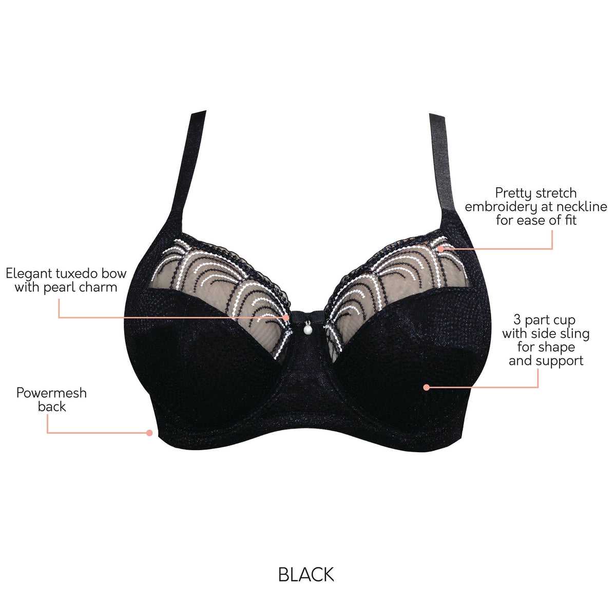 Pearl Elegant Embroidery Contour Bra